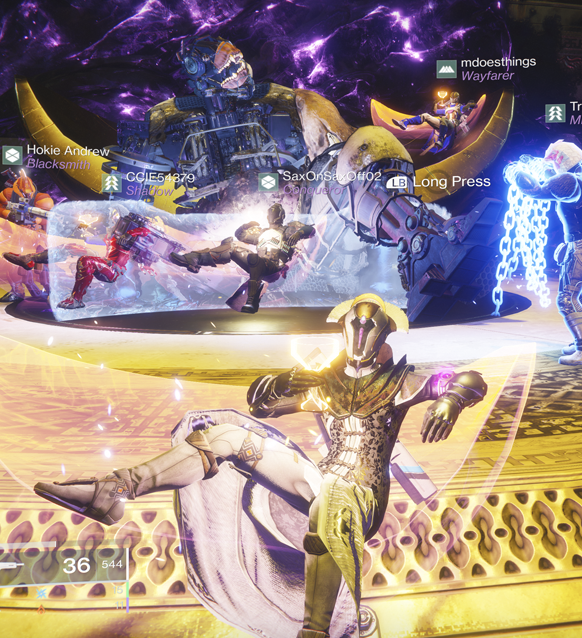 Strategic Unicorns clan members gathered in an icy Destiny 2 scene